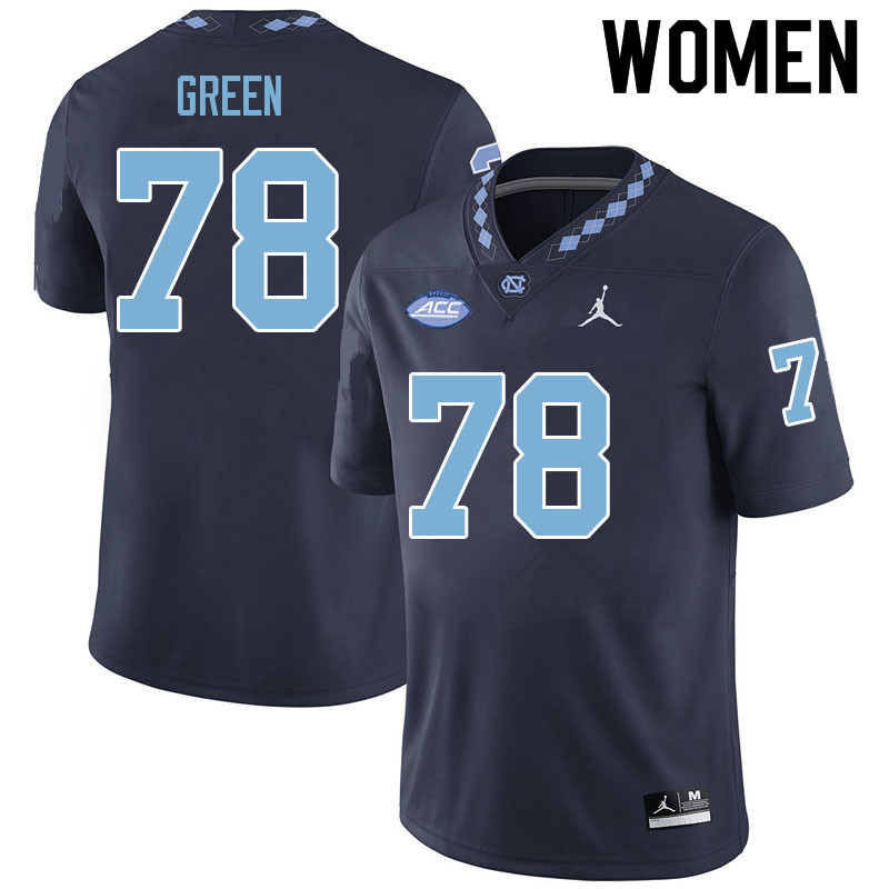 Women #78 Trevyon Green North Carolina Tar Heels College Football Jerseys Sale-Navy